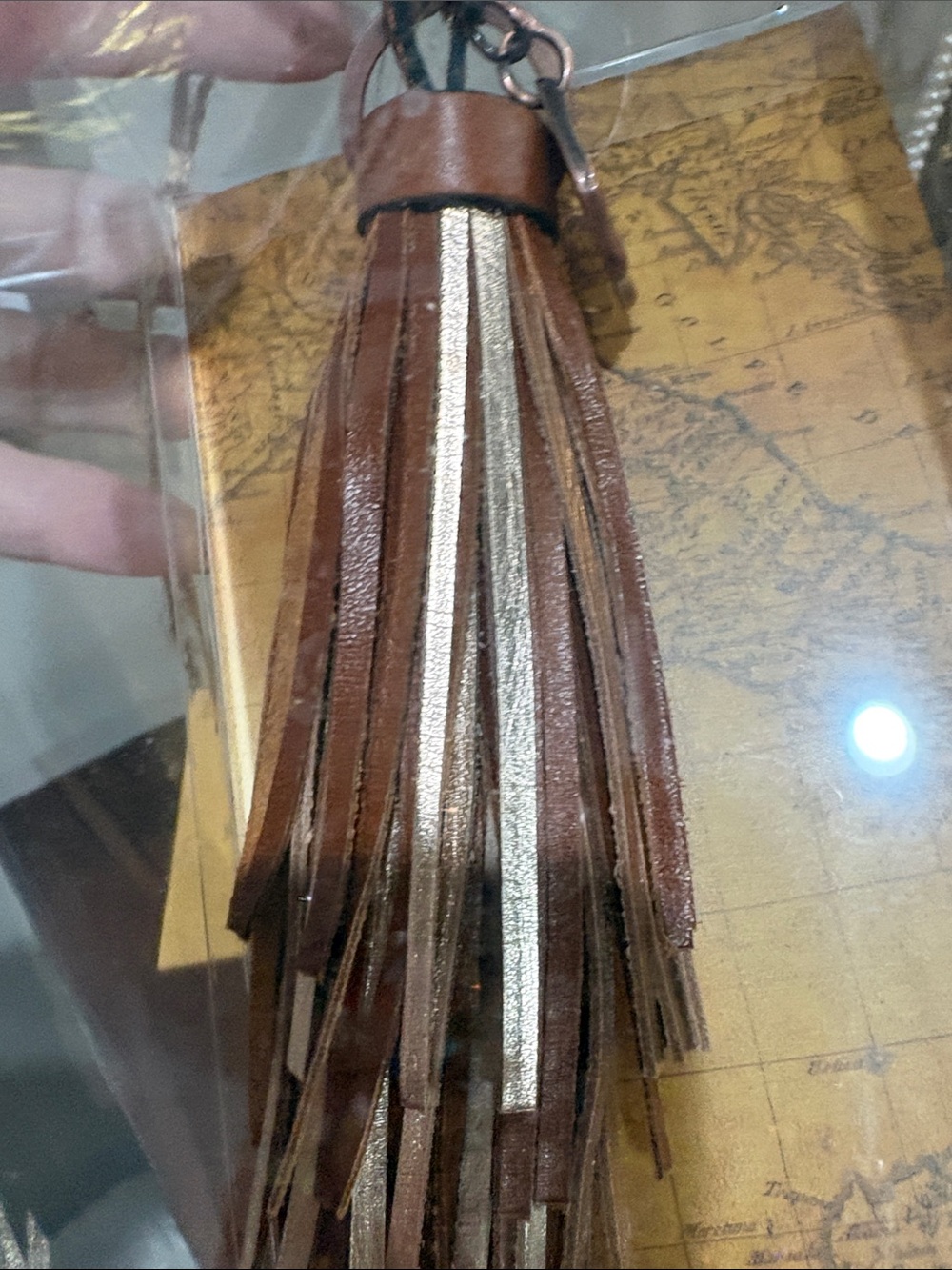 Leather Tassel Keychain - Brown - Picture 4 of 4